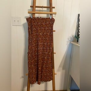 Madewell Floral Maxi Skirt in Rust and Yellow